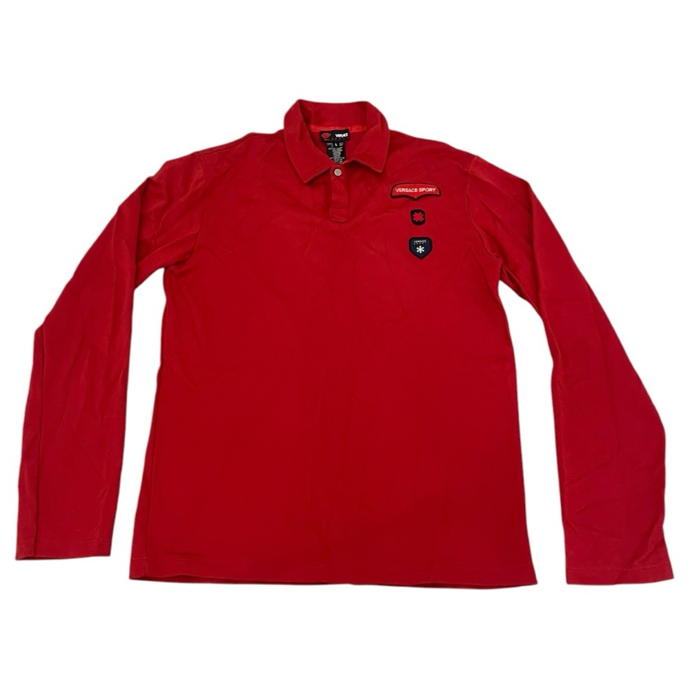 Red Versace Sport Polo Long Sleeve Shirt (L)
